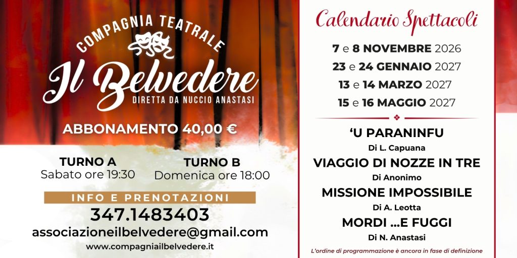 Compagnia Il Belvedere - Cartellone Stagione Teatrale 2026/27